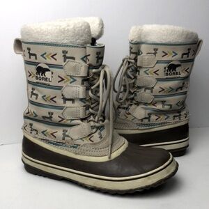 Sorel Caribou Aztec Print Duck Boots 9